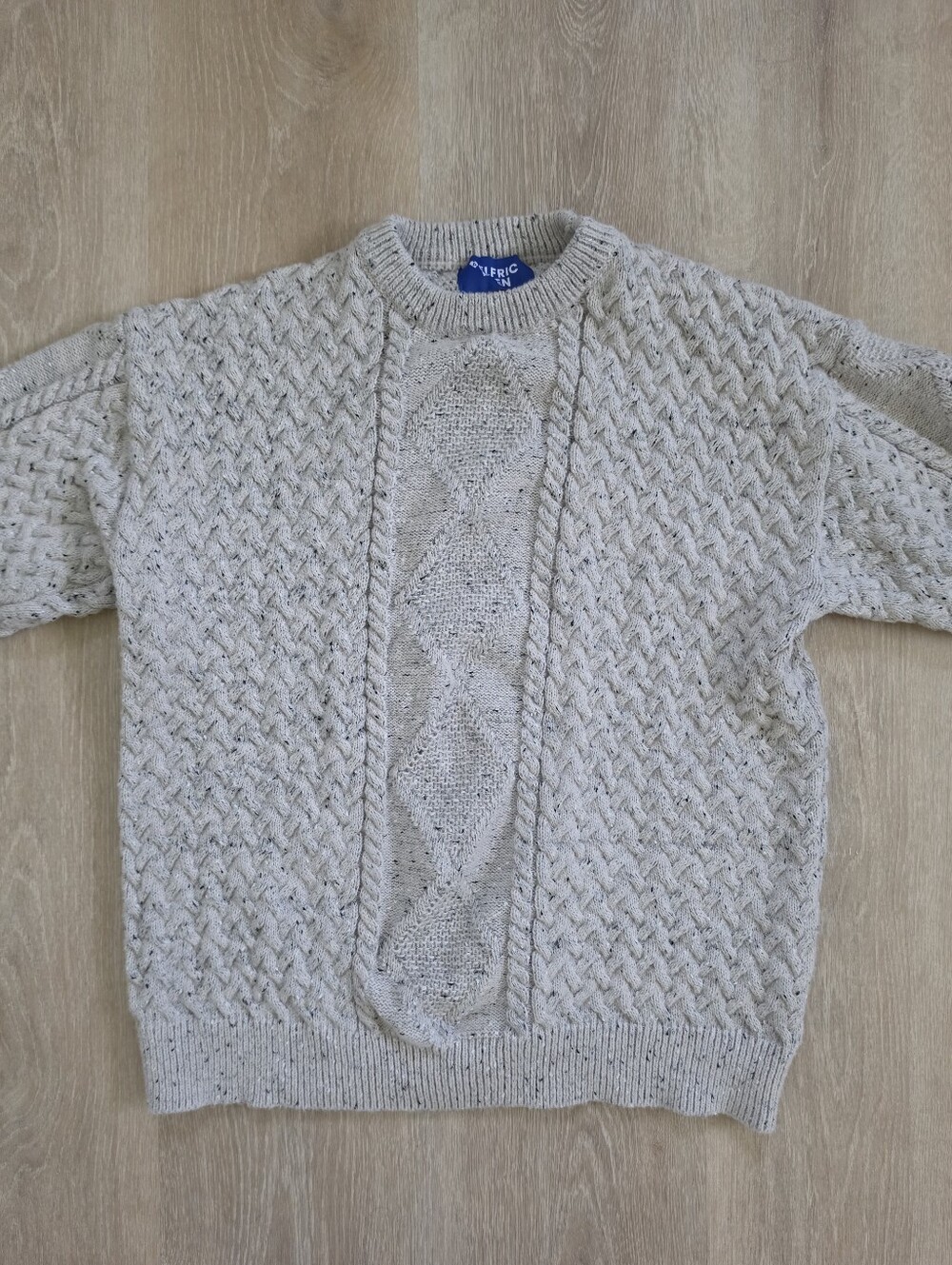 AELFRIC EDEN Sweater Women XL Cable Knit Fisherman Beige Oversized Crew Pullover - Picture 2 of 4